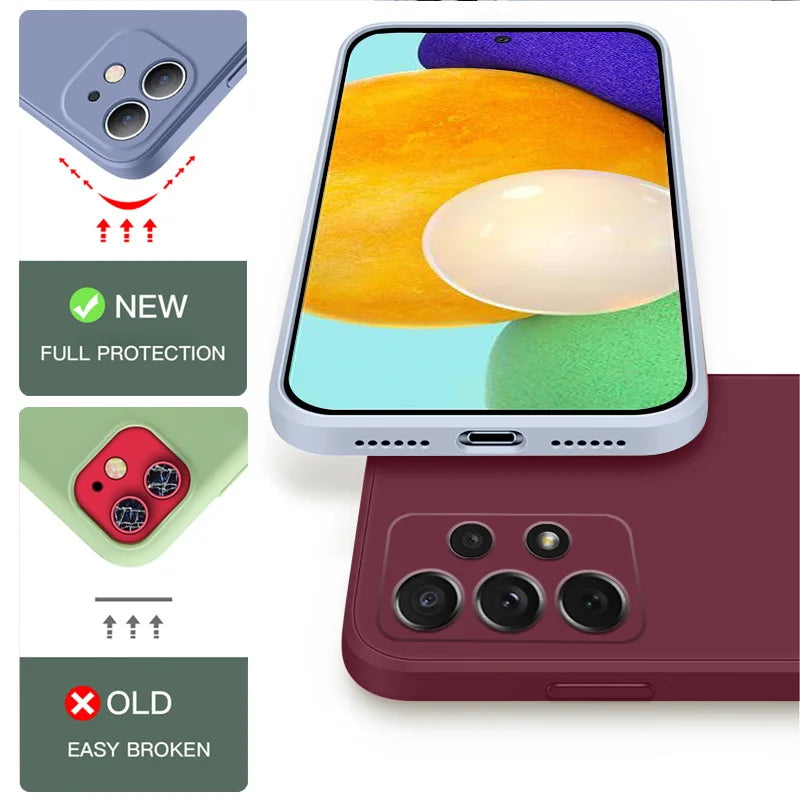 Case For Samsung Galaxy S24 S23 S22 S25 Ultra S24 FE A56 A55 A53 A54 A16 A17 5G S25 Edge Shockproof Liquid Silicone Phone Cover
