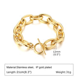 Bracciale a catena in acciaio inossidabile spesso per donna, braccialetti a strati placcati in oro, gioielli da polso impermeabili