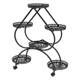 Supporto per piante in vaso 73x28x80cm, 6 vassoi, portavasi in ferro, portavasi nero, adatto a case, uffici, negozi,