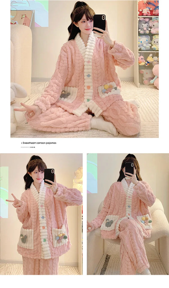 Cardigan lungo invernale da donna con motivo floreale ritagliato, comodo pigiama da casa, taglie forti, scollo a V, manica lunga