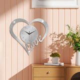 Heart Shaped Wall Clock Modern Bathroom Bedroom Housewarming Silent Movement