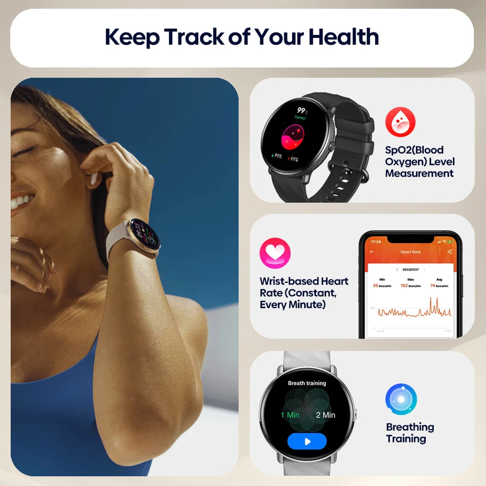 Zeblaze GTR 3 Pro Smartwatch con chiamata vocale, display AMOLED da 1,43", telaio in acciaio inossidabile 316L, smartwatch per il monitoraggio del fitness