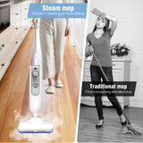 DayPlus Steam Mop & Detachable Steam Cleaner, 1500W Powerful Floor Steamer for Carpet Laminate Hardwood,2 Washable Pads, 400ml