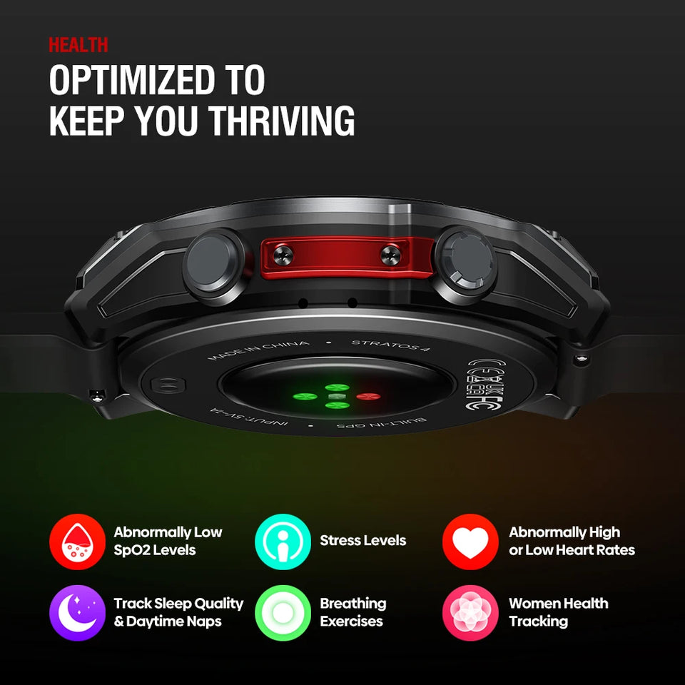 NUOVO Zeblaze Stratos 4 GPS Smart Watch Display AMOLED da 1,43 pollici Bussola integrata Altimetro barometrico Torcia Chiamata vocale Smartwatch