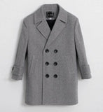 Kids Boy's Autumn Winter Quilted Wool Coat Mid Weight Trench Coat British Style Warmth Cold Resistance