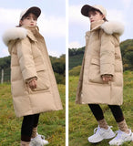 New 2025 Winter Girls' Thermal Insulated Down Jacket - Trendy Stylish Mid-Length Winter Coat for Kids, Warmth & Fashion Combo