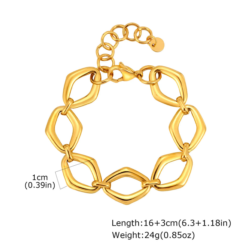 Bracciale a catena in acciaio inossidabile spesso per donna, braccialetti a strati placcati in oro, gioielli da polso impermeabili