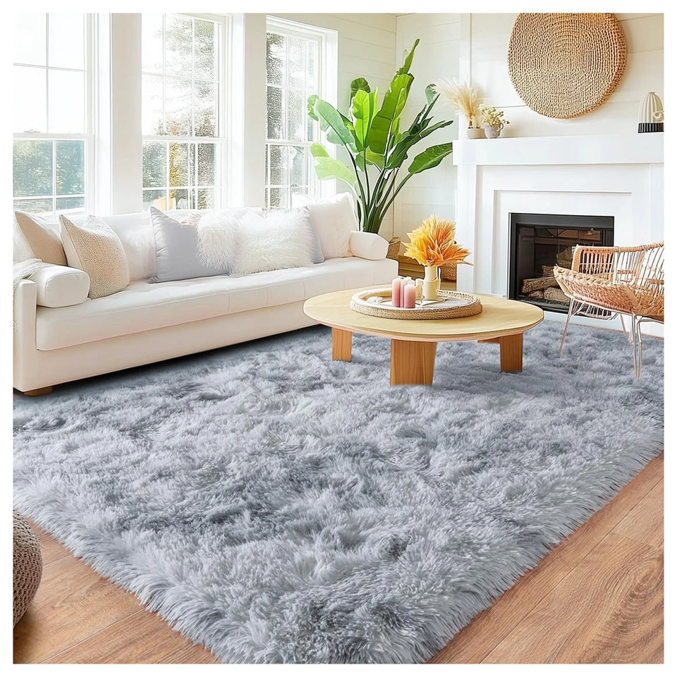 Tappeto lungo in peluche per soggiorno, divano, area tappeti, moderno, ultra morbido, soffice, tappetino da pavimento per camera da letto per bambini, tappetini da comodino, arredamento per la casa, grigio