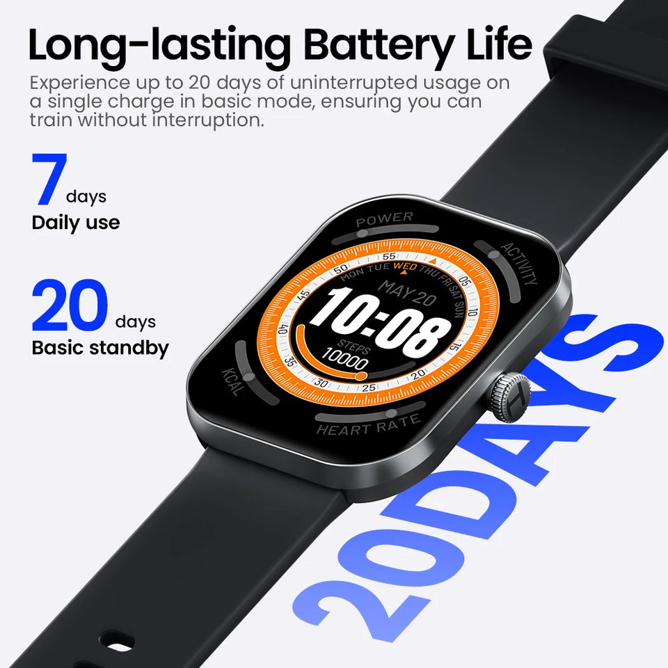 HAYLOU Watch S6 Smartwatch con display HD da 2,01", Bluetooth, chiamate vocali, IP68, impermeabile, monitoraggio del fitness