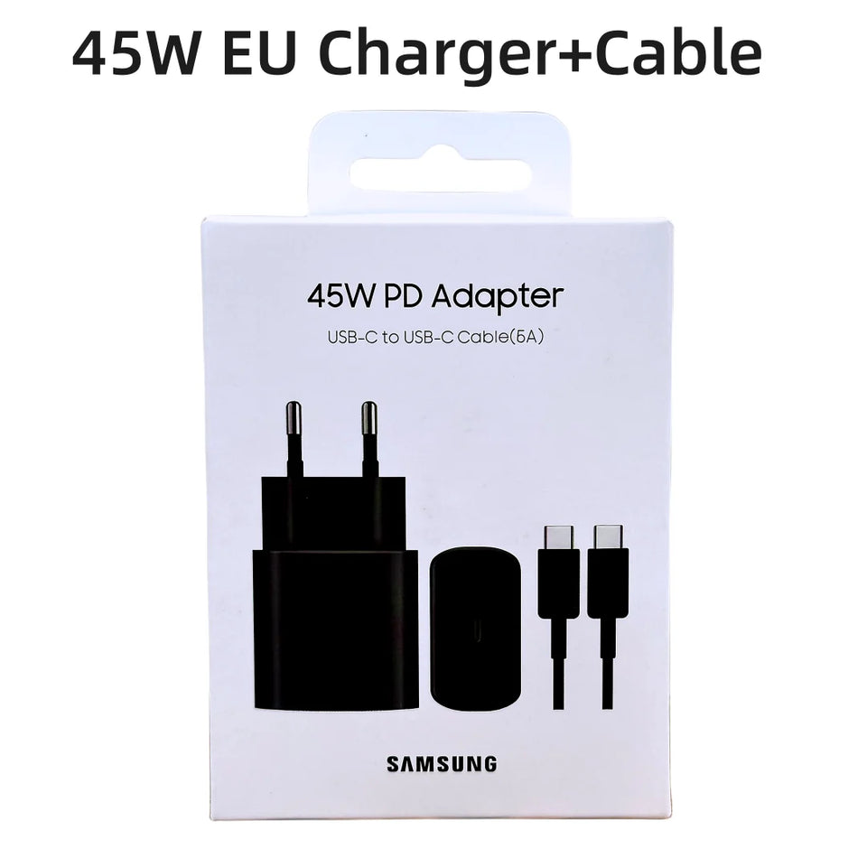 Caricabatterie originale Samsung 45W Super Fast Charge CERTIFICATO UE per Galaxy Z Fold 5 4 3 Flip 5 4 3 S23 S24 Ultra S20 S22 S21