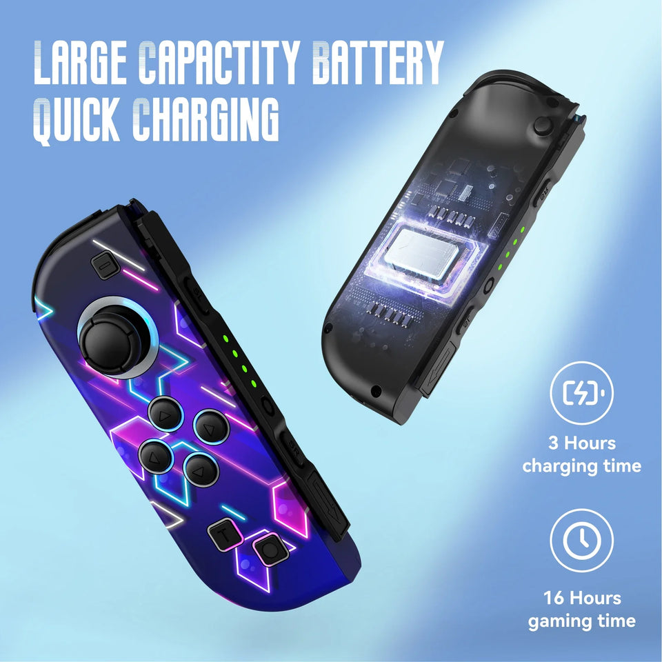 Gamepad For Nintendo Switch/OLED/Lite - RGB LED (L/R) Joypad , Turbo Dual Vibration Wireless Controller For NS Joycon