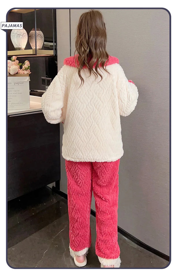 Pigiama lungo da donna in pile di corallo spesso Ins, grazioso pigiama da esterno a forma di fragola, comodo pigiama per l'autunno...