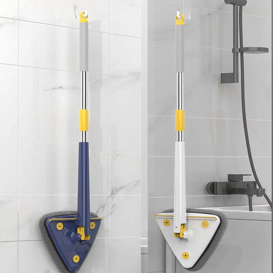 Triangle Mop 360 Rotatable Extendable Adjustable 110 Cm 2 in 1 With Squeegee Cleaning Mop For Tub Tile Floor Wall Deep Cleaning