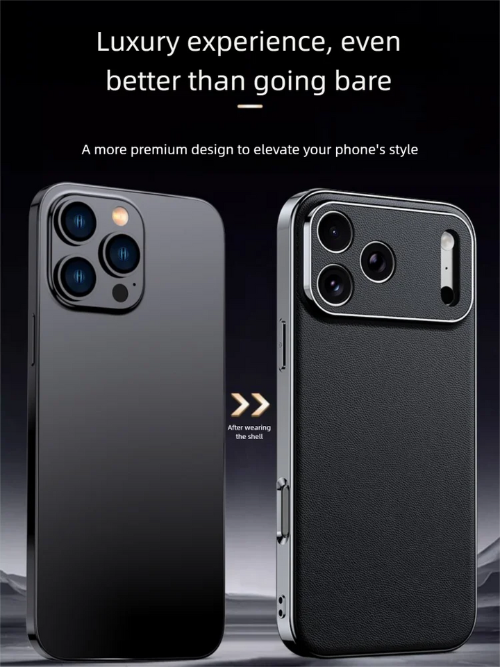 Custodia in pelle di lusso per iPhone 17 16 15 14 Pro Max Air 17Pro 16Pro con protezione completa dell'obiettivo e cover posteriore