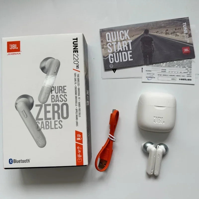 Auricolari stereo JBL TUNE 220TWS True Wireless originali al 100%, con bassi potenti, Bluetooth, con microfono JBL T220TWS+Free Cove