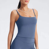 NCLAGEN GYM Tank Top With Built In Bra women's Yoga clothing  running Square Neck fitness vest beautiful back sports Workout