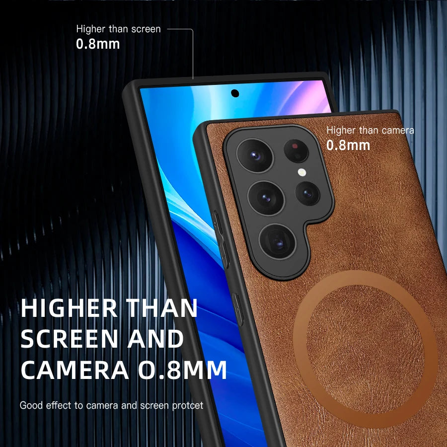 Custodia di lusso per Samsung Galaxy S24 S23 S22 Ultra Custodia in pelle e silicone per Samsung Galaxy S20 Plus S21 FE Custodia per telefono S25