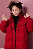 Girls' 2025 New Winter Coat Down-Filled Hooded Mid-Length Cotton Jacket Stylish Casual Kids' Thermal Wear Outerwear Trendy