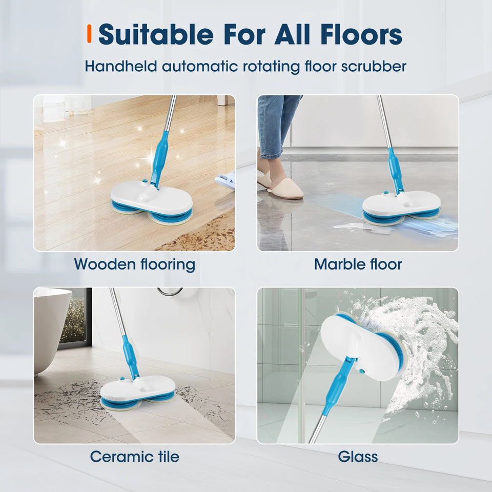 Electric Floating Mop Floor Wiper,Wireless USB Rotating Cleaning Mop Scrubbing Polishing Lightweight Mop Various Microfiber Pads