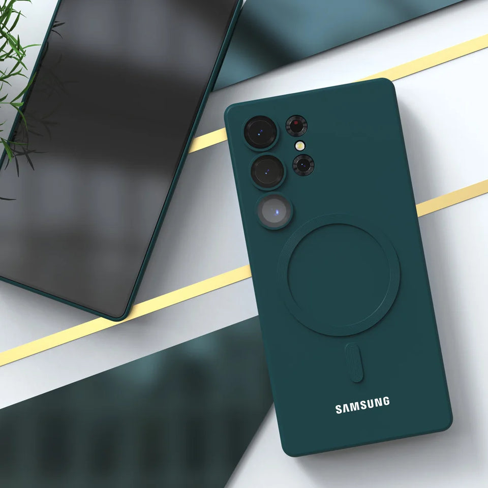 Magnetic mobile phone soft case For Samsung Galaxy S25 Ultra magsafe S25Ultra S25 S24 S23 S22 S21 S20 FE Plus Plusl Full Cover