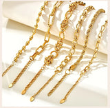 Bracciale a catena in acciaio inossidabile spesso per donna, braccialetti a strati placcati in oro, gioielli da polso impermeabili