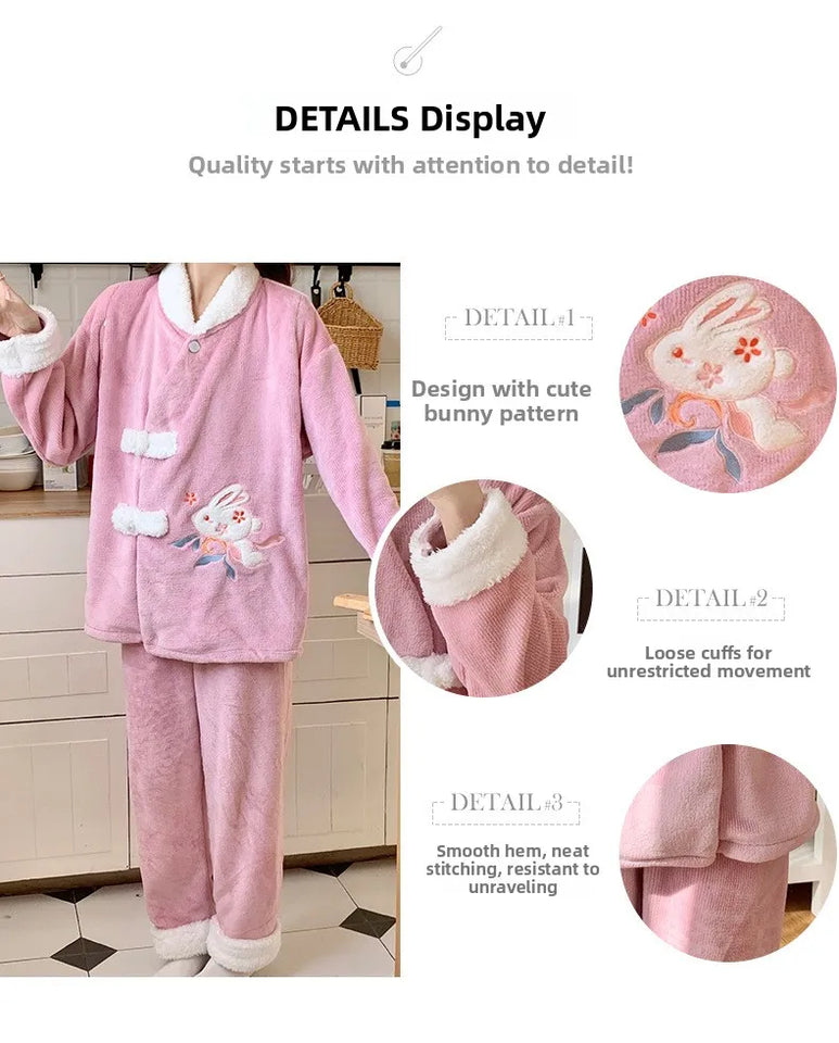 Completo post-parto in flanella spessa, autunno inverno, nuovo stile, camicia da notte premaman, vestiti caldi per l'allattamento, maniche lunghe, pantaloni lunghi