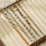 Bracciale rigido a catena color oro e argento GANPUP in acciaio inossidabile 316L per donna e uomo, alla moda, con trama, impermeabile