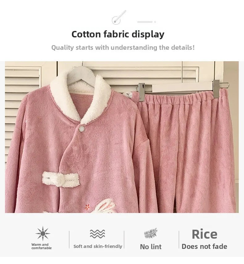 Completo post-parto in flanella spessa, autunno inverno, nuovo stile, camicia da notte premaman, vestiti caldi per l'allattamento, maniche lunghe, pantaloni lunghi