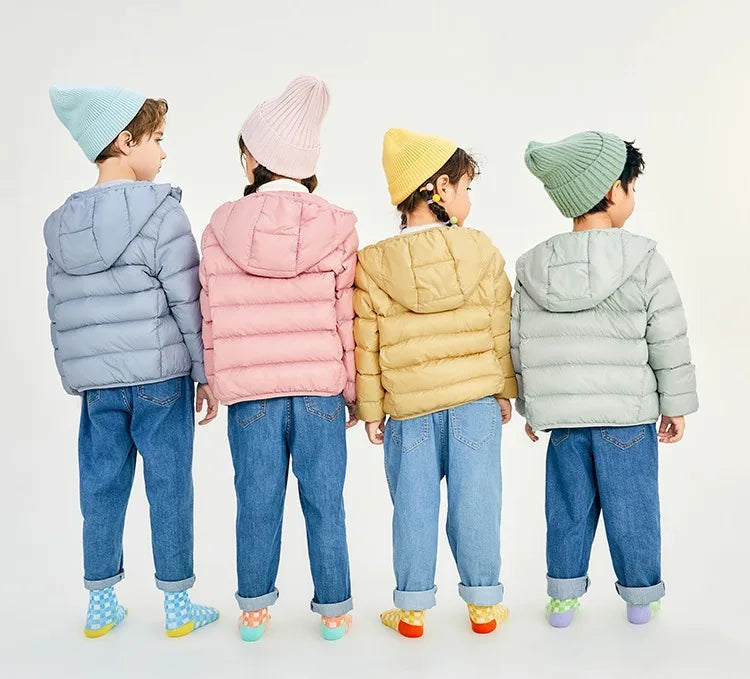 Fall and Winter Children's Light Paragraph down Jacket Children's Jacket New Boys and Girls Big Boy Hooded White Duck down Jacke