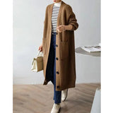 Cardigan giapponese da donna in maglia, di media e lunga lunghezza, in autunno e inverno, retrò, ampio e spesso, per capispalla