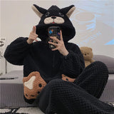 Pigiama in pile di corallo spesso, abbigliamento da casa per ragazze, stile dolce e carino, indossabile all'aperto, caldo, set da notte per l'autunno e l'inverno