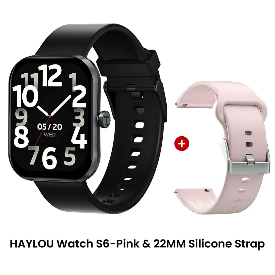 HAYLOU Watch S6 Smartwatch con display HD da 2,01", Bluetooth, chiamate vocali, IP68, impermeabile, monitoraggio del fitness