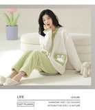 Pigiama in pile di corallo spesso, set di vestiti invernali da donna con motivo a coniglio, pantaloni in flanella calda a maniche lunghe e scollo a V