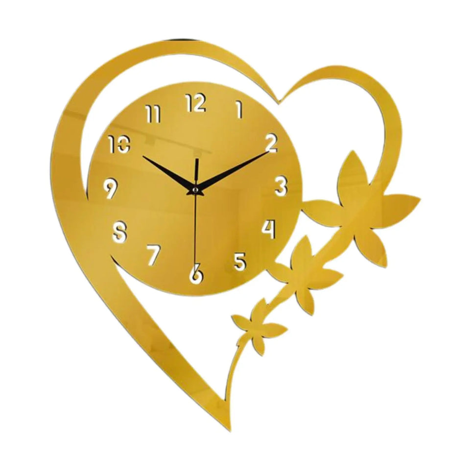 Heart Flower shaped frameless design Acrylic silent Art clock  living room bedroom Office Decoration Mother's Day Easter gift