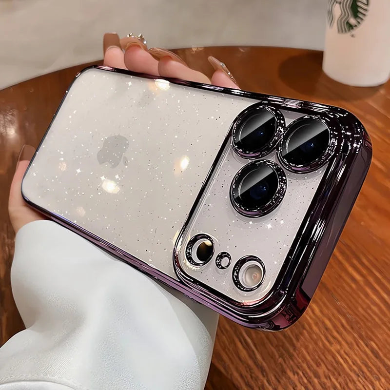Per iPhone 17 Air 17 Pro Max Custodia di lusso Nuova protezione per fotocamera Glitter Bling Custodia trasparente in PC per iPhone 13 12 11 14 15 16 Pro Max