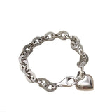 Braccialetti in argento sterling 925 per donna e uomo, accessori alla moda, vintage, semplici, con ciondolo a forma di cuore, gioielli per feste