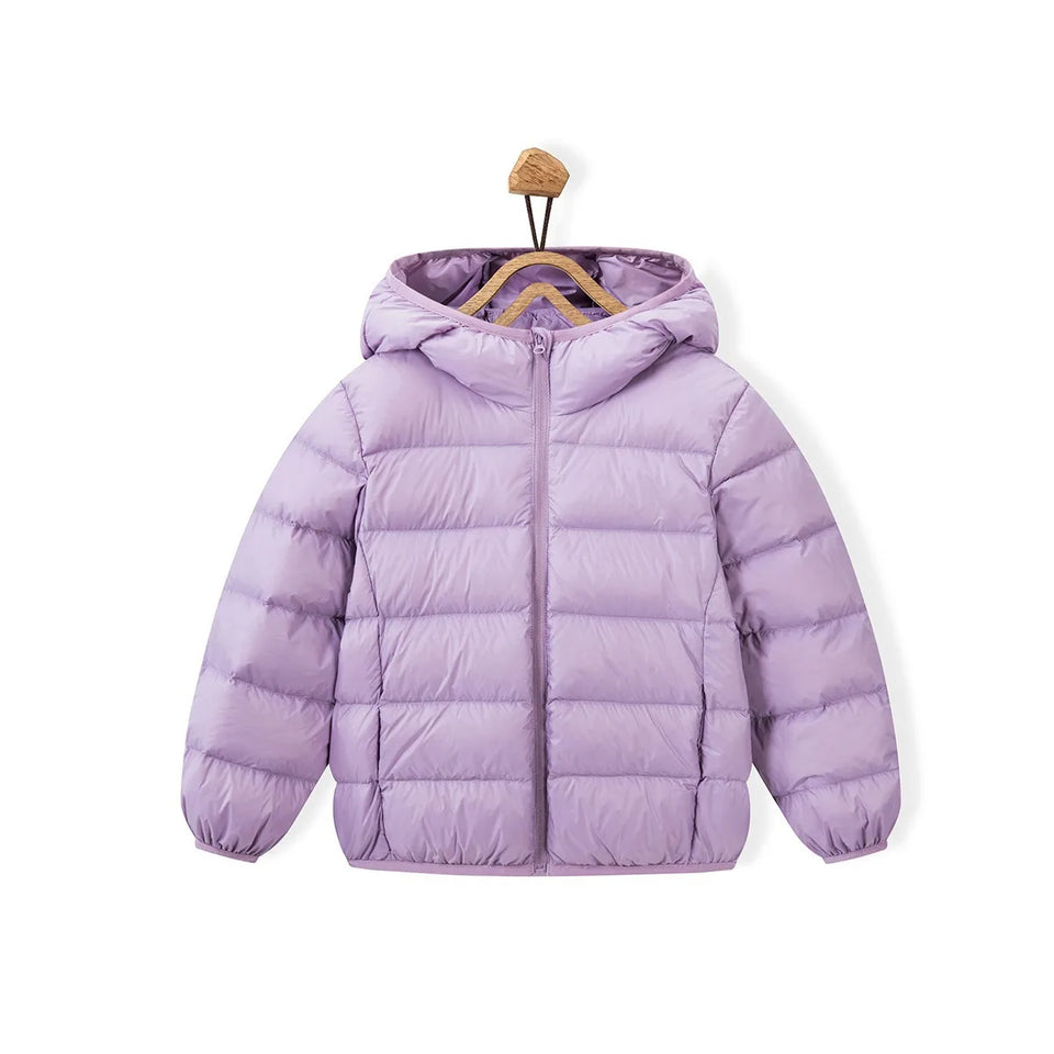 Fall and Winter Children's Light Paragraph down Jacket Children's Jacket New Boys and Girls Big Boy Hooded White Duck down Jacke