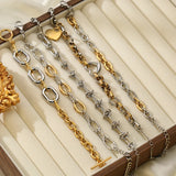 Bracciale rigido a catena color oro e argento GANPUP in acciaio inossidabile 316L per donna e uomo, alla moda, con trama, impermeabile