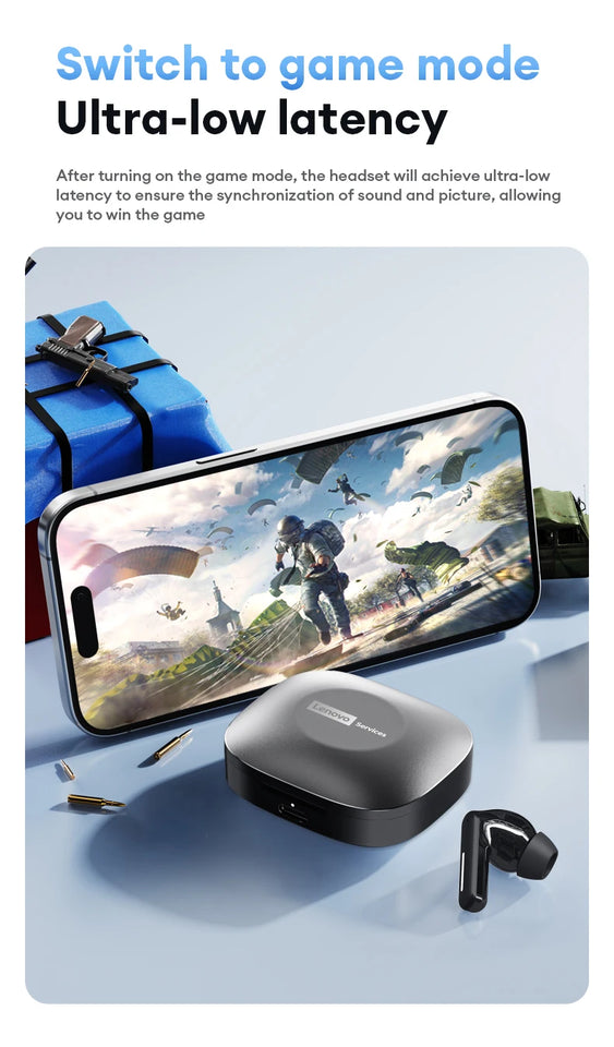 Nuovo auricolare Bluetooth wireless Lenovo LE209 con riduzione del rumore ANC, musica HiFi, cuffie Bluetooth, durata della batteria di 30 ore, cuffie da gioco