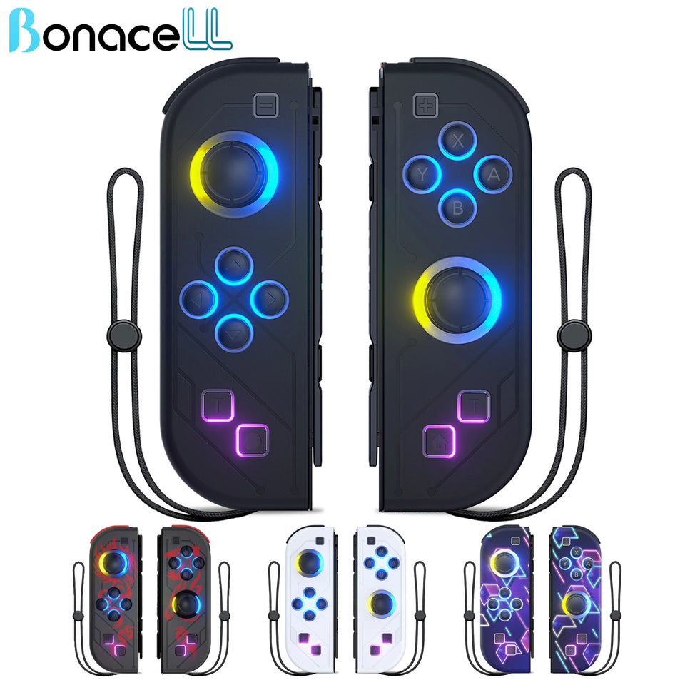 Gamepad For Nintendo Switch/OLED/Lite - RGB LED (L/R) Joypad , Turbo Dual Vibration Wireless Controller For NS Joycon