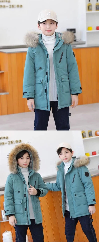 5 6 8 10 12 Years Teenagers Boys Jacket Autumn Winter Thicken Warm Kids Jacket Fashion Zipper Hooded Boys Coat New Kids Clothes