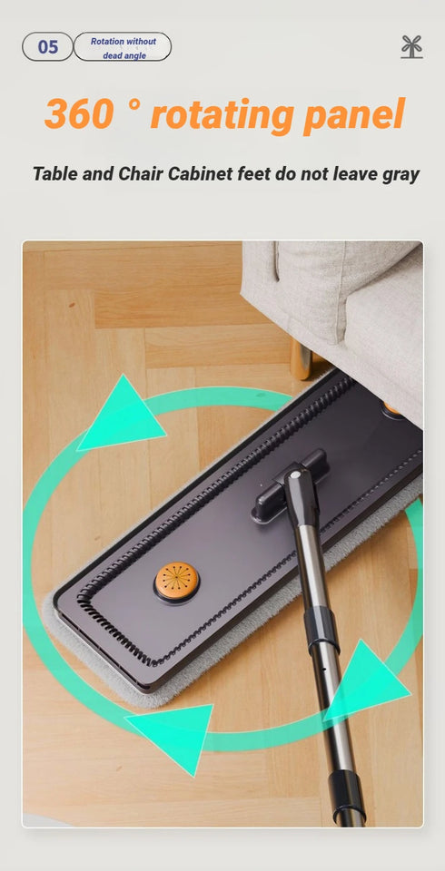 JOYBOS Spin Hand Free Flat Barrel 33cm Mop With Bucket 360 Complete Cleaning System With Dual Chamber Washable Floor House Mops