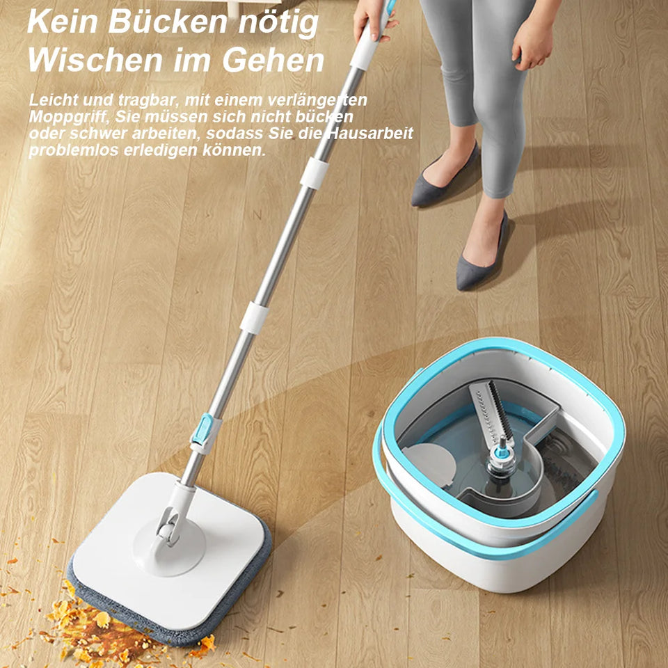 360° Spin Mop Bucket Sets with Wring System Microfiber Refills Household Floor Cleaning 102-128cm Extendable Adjustable Handle