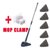 NEW Extended Triangle Mop 360 Twist Squeeze Wringing XType Window Glass Toilet Bathrrom Floor Wall Window Cleaning Mop