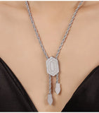 Set di bracciale e collana per donna, catena intrecciata con ciondolo esagonale in zirconia cubica, gioielli in acciaio inossidabile di alta qualità all'ingrosso