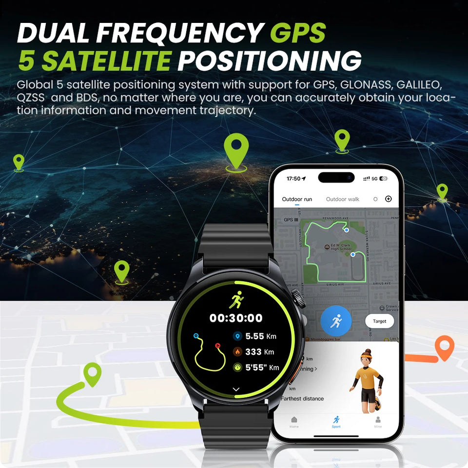 HAYLOU Watch 4S GPS Smartwatch Display AMOLED HD da 1,43", 5 Posizionamento GPS satellitare, 120+ Modalità di allenamento, Sport Fitness Smart Watch