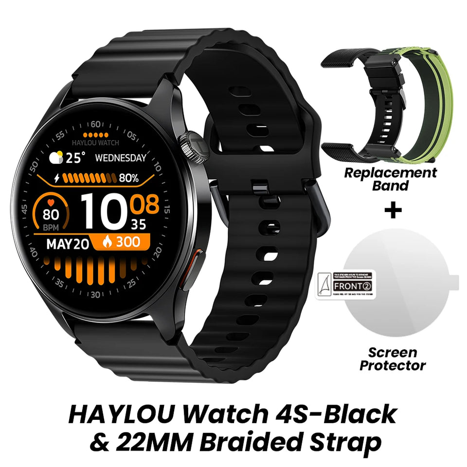 HAYLOU Watch 4S GPS Smartwatch Display AMOLED HD da 1,43", 5 Posizionamento GPS satellitare, 120+ Modalità di allenamento, Sport Fitness Smart Watch