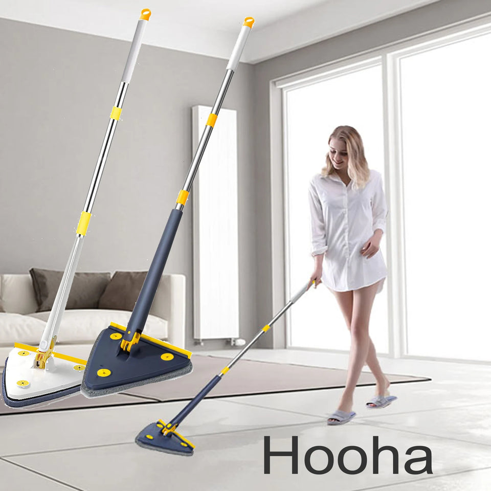 Triangle Mop 360 Rotatable Extendable Adjustable 110 Cm 2 in 1 With Squeegee Cleaning Mop For Tub Tile Floor Wall Deep Cleaning