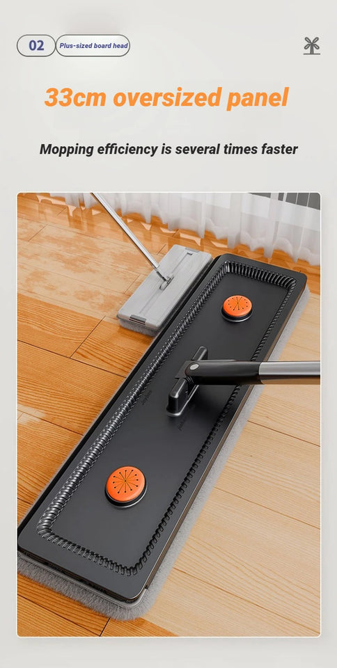 JOYBOS Spin Hand Free Flat Barrel 33cm Mop With Bucket 360 Complete Cleaning System With Dual Chamber Washable Floor House Mops