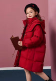 Girls' 2025 New Winter Coat Down-Filled Hooded Mid-Length Cotton Jacket Stylish Casual Kids' Thermal Wear Outerwear Trendy